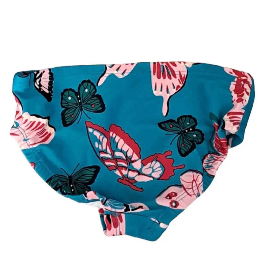 Hanna Andersson Girls Blue Butterfly 2 Piece Tankini Swim Set Size 2T 85 CM